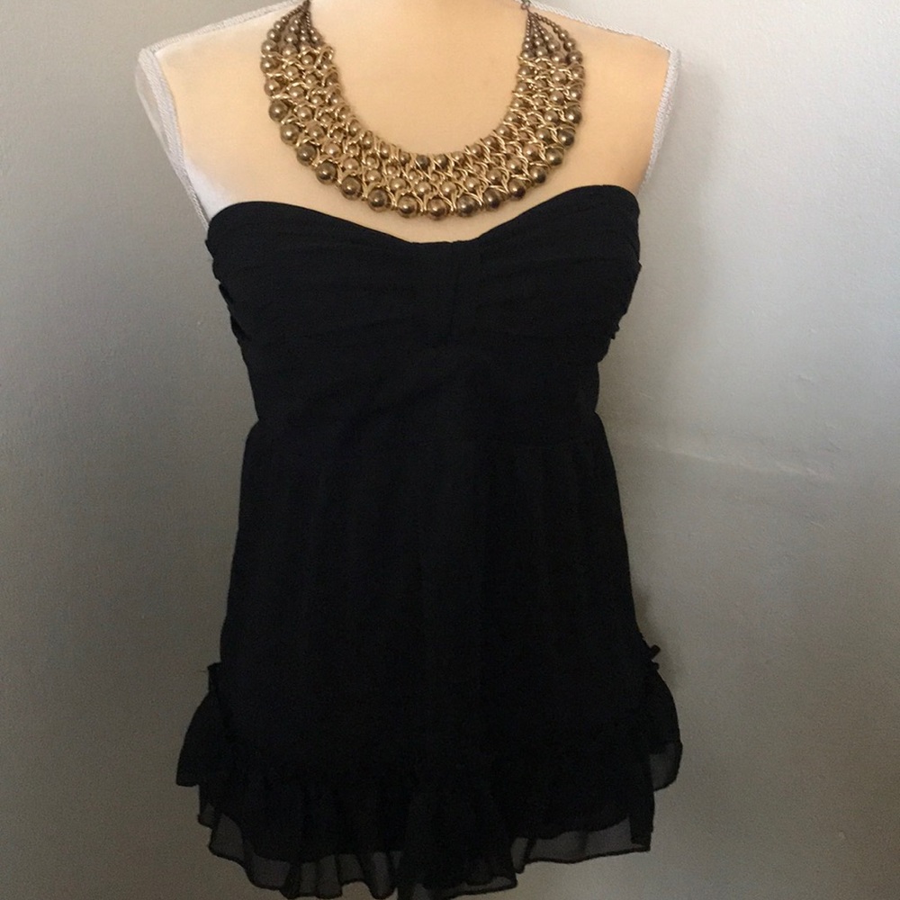 MINT SHEER Black strapless top